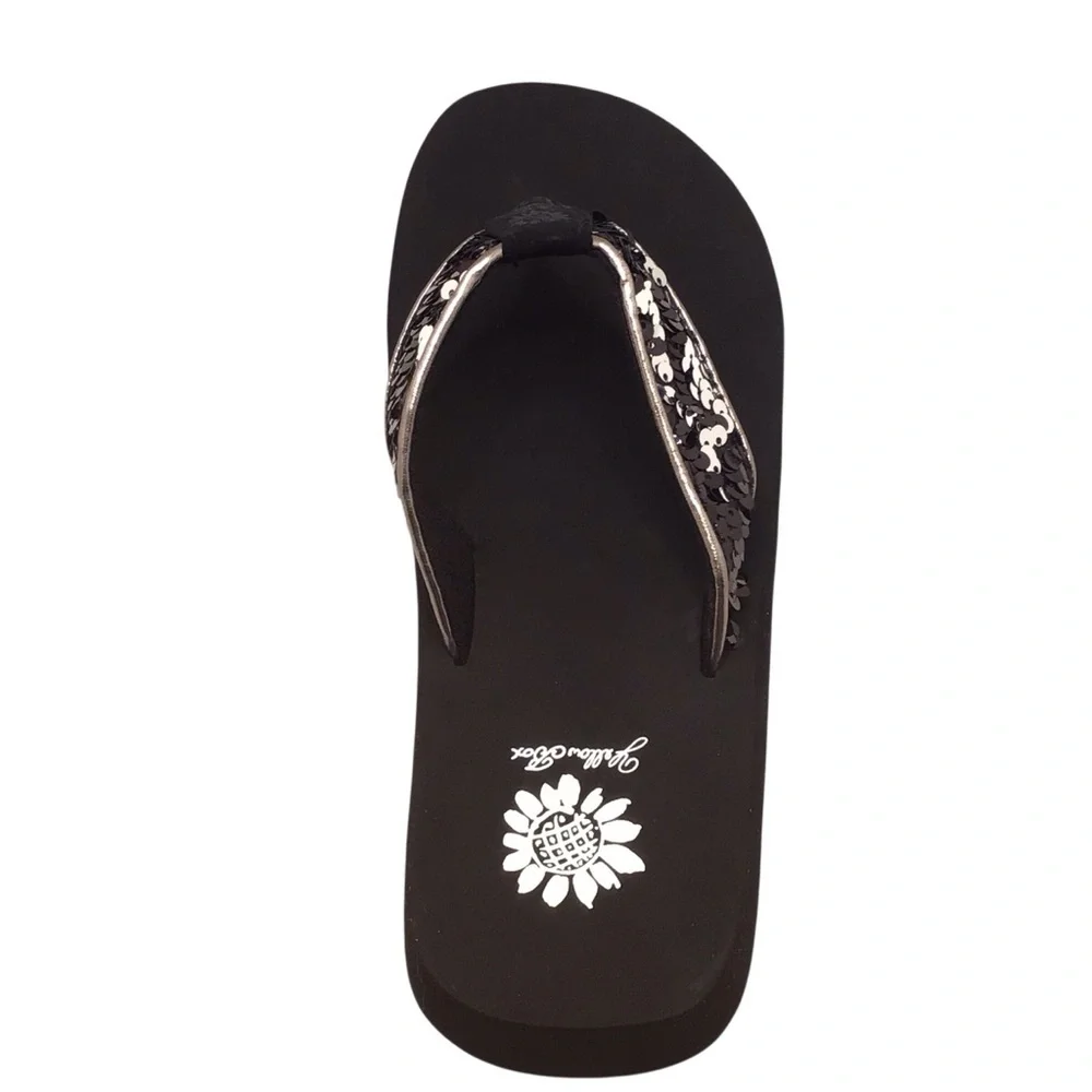 Sold! Yellow Box Women’s Korrie Black Sequin Sparkle Flip Flop Sandal 7.5 or 8 - Picture 5 of 8